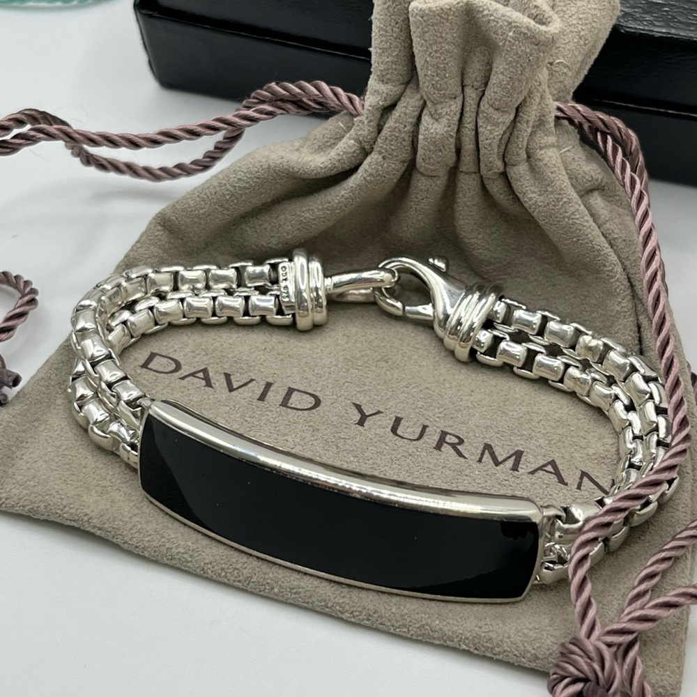 David Yurman Silver Bracelet with Black Onyx Bar